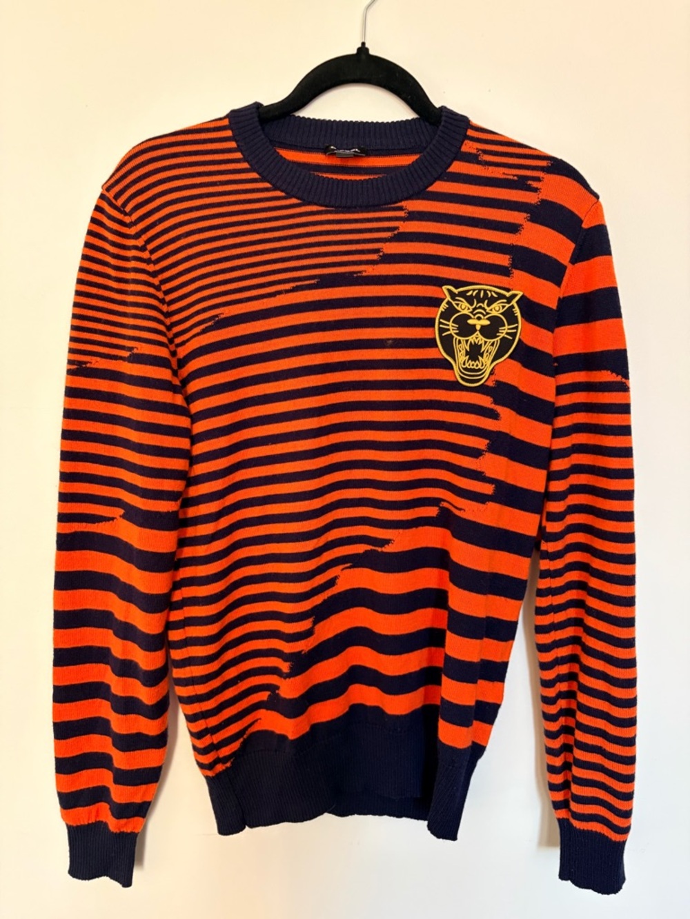 DIESEL Tiger Patch Striped Wool-Blend Knit Men's - Medium